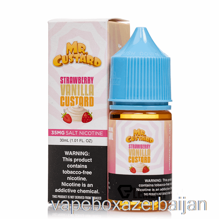 Vape Box Azerbaijan Strawberry Vanilla Custard - Mr Custard Salts - 30mL 35mg